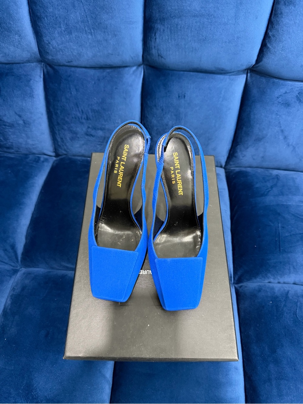 Saint Laurent Blue Slingback Pumps in great condition. Worn twice.